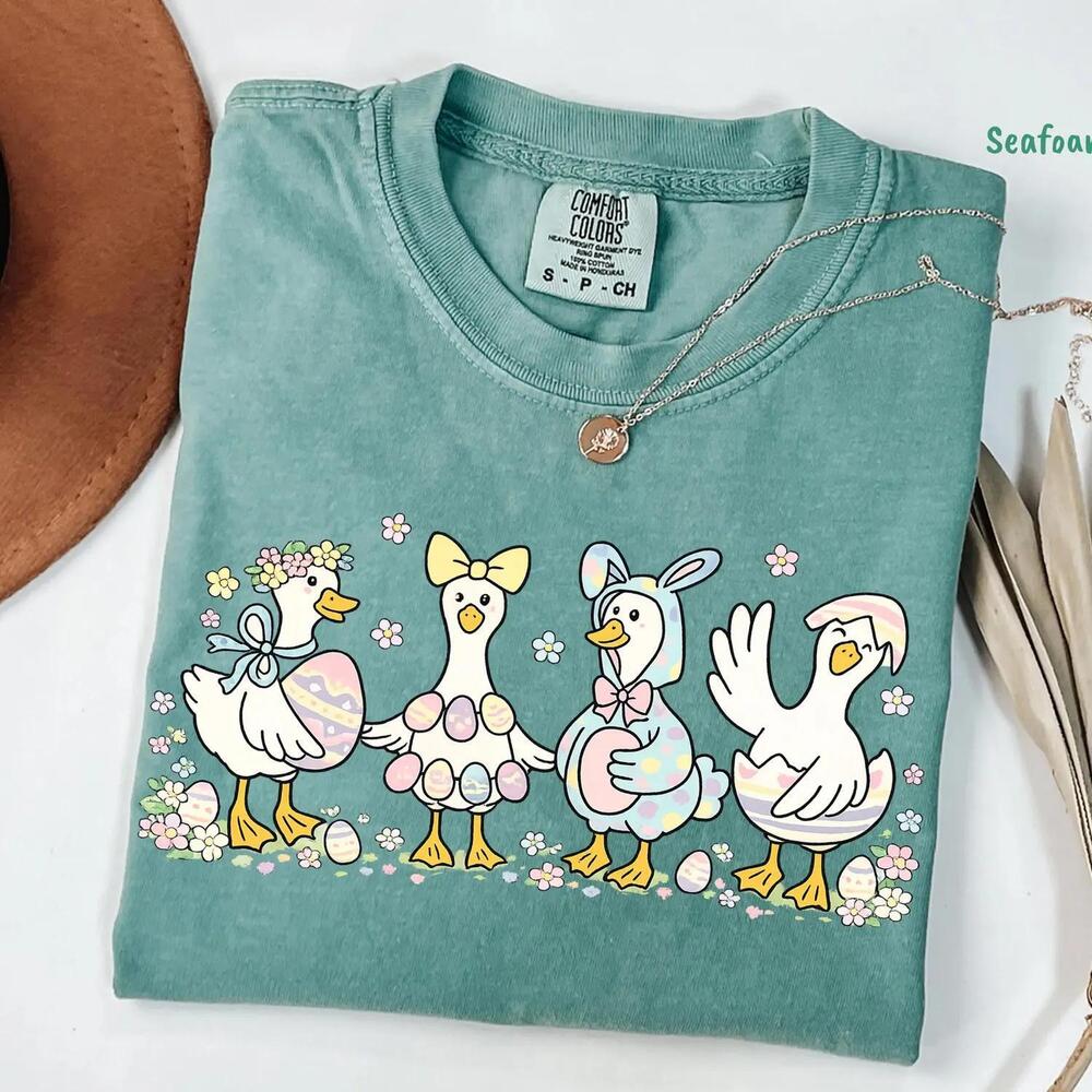 Just A Happy Easter Goose Shirt Silly Goose Easter Vibes T-Shirt